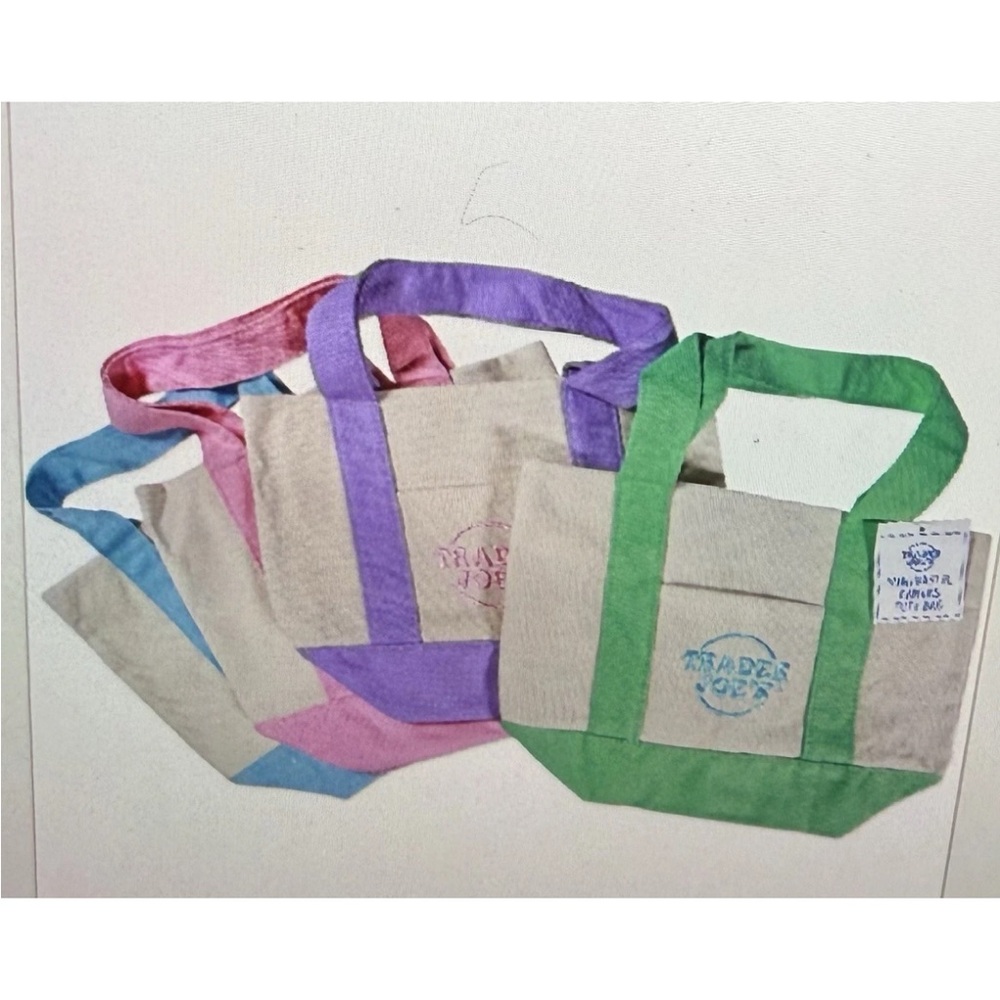 Trader Joe’s Mini Canvas Tote Bags | All 4 Colors! | With Tags! New Pastel Pink
